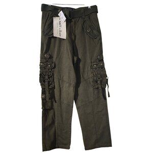 NWT New & Rich Mens Olive Bondage Cargo Pants 31X32 With Belt